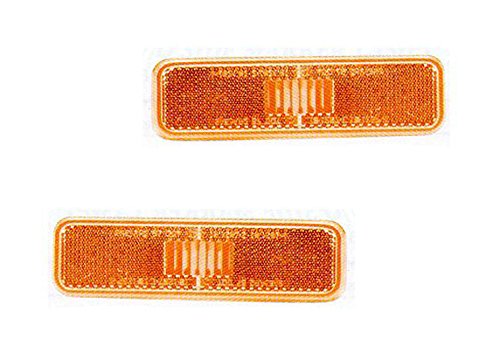 Brock Replacement Set Driver and Passenger Amber Front Signal Side Marker Lights Compatible with 1981-1983 Pickup Truck 3587436