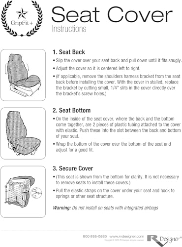 Rv Designer Gripfit+ Motorhome Seat Covers 2-Pack - Premium 100% Pvc Leatherette -Class-A Rv - Pet-Friendly, Easy-To-Clean, Dura