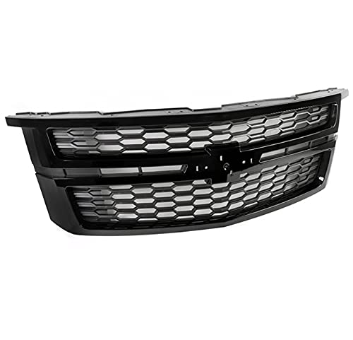 ZMAUTOPARTS Mesh Front Bumper Upper Hood Grille Shell Gloss Black Compatible with 2015-2020 Chevy Suburban/Tahoe LS LT