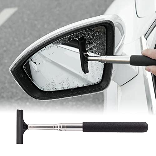 Jeseny 1 Pc Car Rearview Mirror Wiper Telescopic Auto Mirror Squeegee 98Cm Long Handle Cleaning Tool Glass Mist Cleaner Black