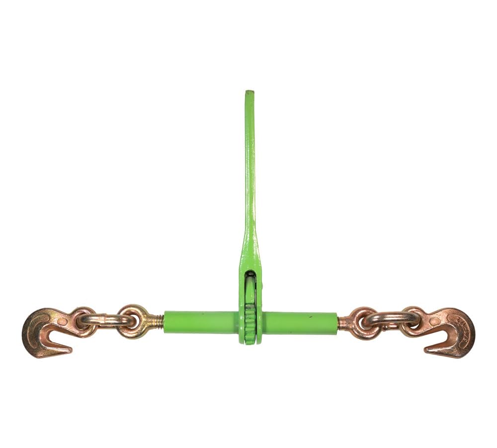 Mytee Products 2 Pack Heavy Duty Ratchet Load Chain Binder - 3/8" - 1/2" Hi-Viz Green, 9,200 lbs Working Load Limit