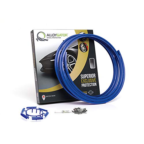 Alloygator Blue Rim Protector For Car Wheels (Fits 12-24' Wheel Diameter) - Pack Of 4 Premium Alloy Wheel Protector To Avoid Scratches & Scuffs - Adhesive Free Curb Rash Rim Protectors
