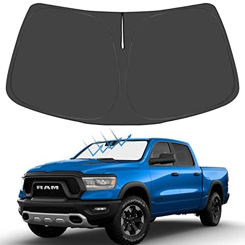Proadsy 2025 Upgrade Windshield Sunshade Custom For Dodge Ram 1500 2019-2024 2025 Window Shade Cover Foldable Sunshade Shield Bl