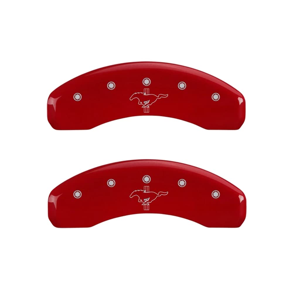 Mgp Caliper Covers - Brake Caliper Covers 2015-2023 Ford Mustang (Standard Brakes) - Front And Rear Set - Mustang/Bar & Pony Logo - Red