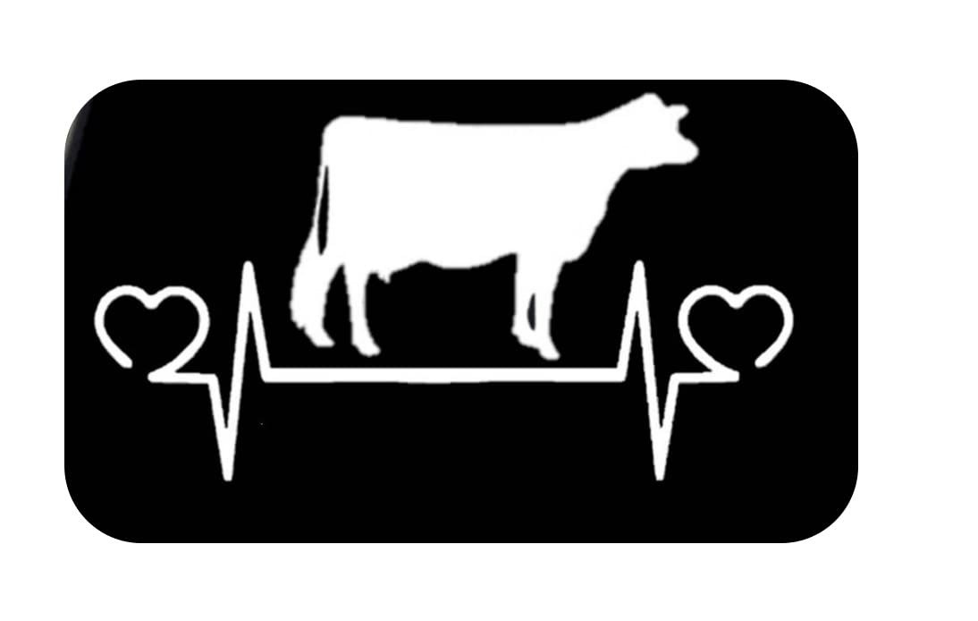 Thatlilcabin - Cow 8'' Lifeline Heartbeat As274 Car Sticker Decal
