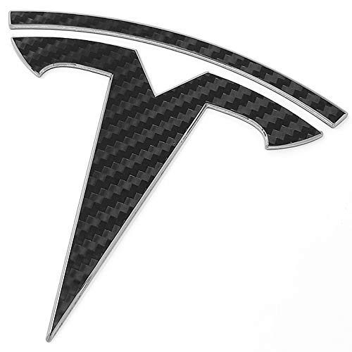 Logo Decal Wrap For Tesla Model Y, 4-Pc Set (Carbon Fiber Black)