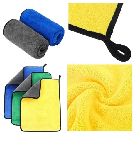 RK PRODUCTS Car Cleaning Cloth 800 GSM | Double Sided Microfiber Plush Towel | Extra Thick Soft Cloth for Car Washing Detailing 