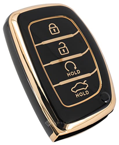 Shopoflux Tpu Key Cover Compatible With Hyundai Alcazar And Creta Car 4 Button Smart Key (Black)