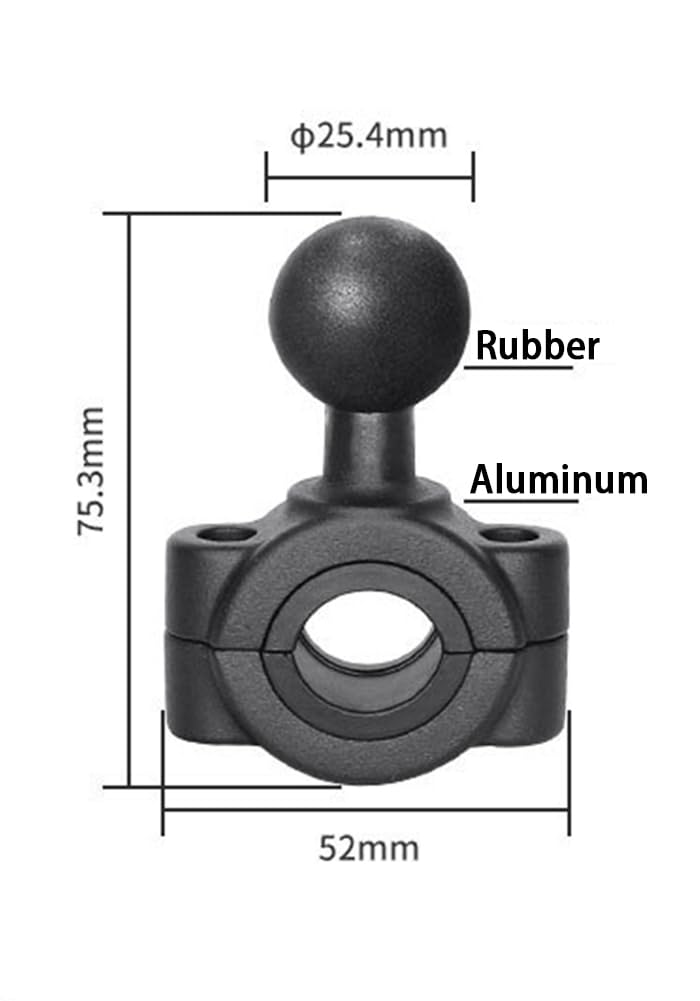 Strg 1'' Ball Handlebar Rail Mount Base, Handlebar Mount for Round Rails 0.75'' to 0.9'' in Diameter, Compatible with RAM Mounts