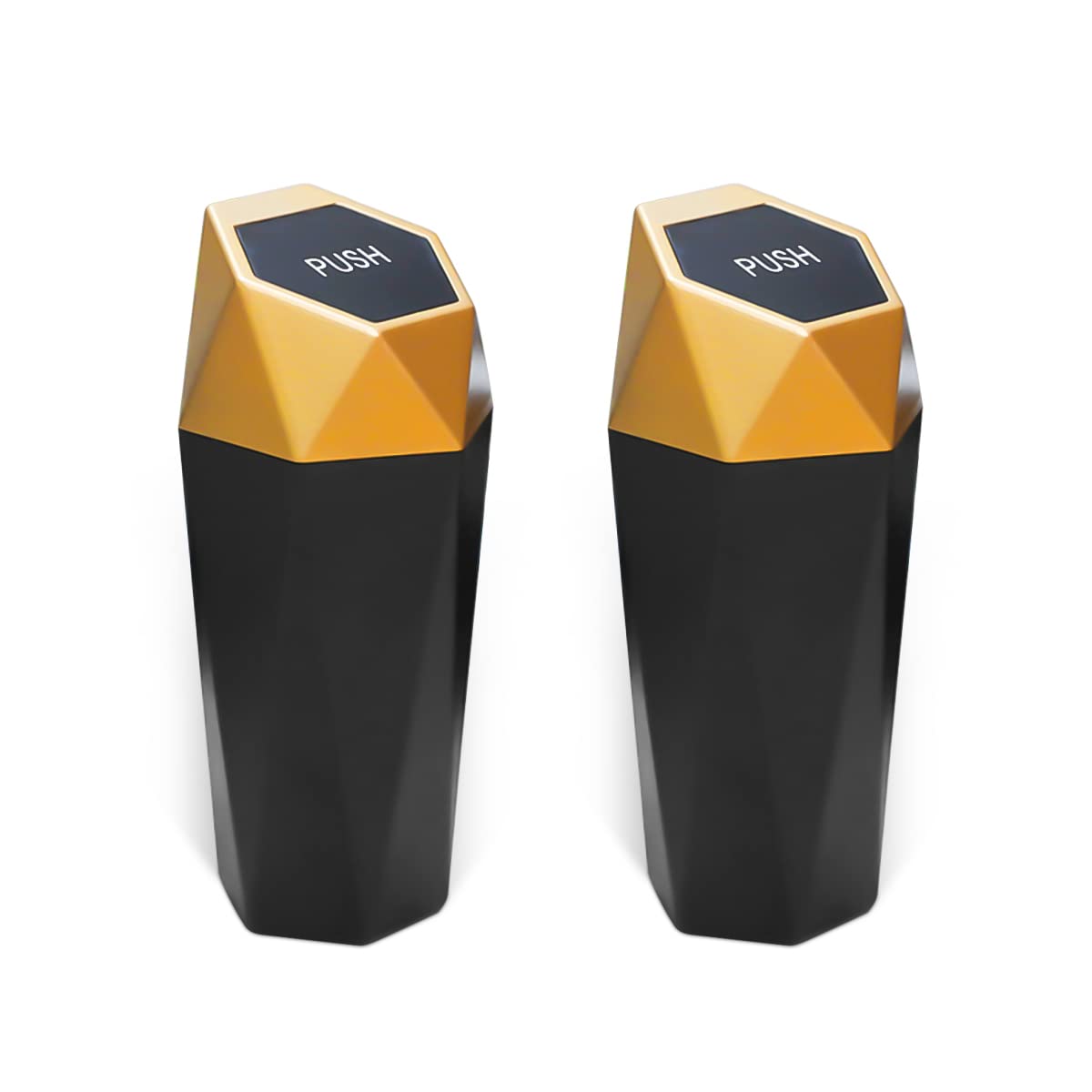 2Pcs Car Trash Can With Lid, Mini Plastics Portable Auto Garbage Can, Small Leakproof Diamond Design Trash Dustbin, Waterproof V