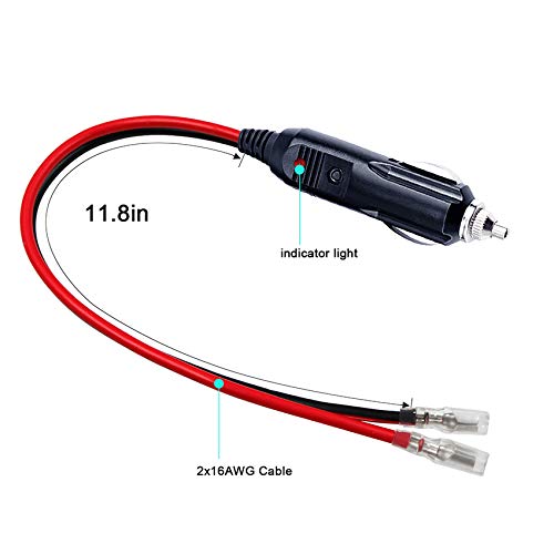 [1Pack] 12Volt Replacement Cigarette Lighter Male Plug With Leads - Car Adapter Dc Battery Charger Kit Connectors Cigar Plugs Po