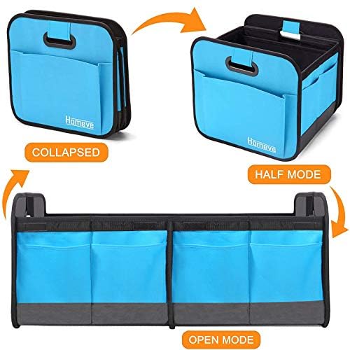 Homeve Collapsible Multi-Compartment Car Organizer - Reinforced Handles, Foldable And Waterproof, 600D Oxford Polyester, Suitabl