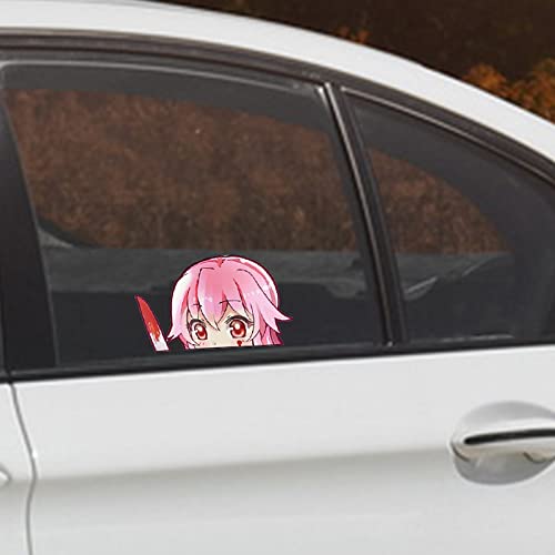 Earlfamily 5.1'' Car Sticker For Yuno Gasai Peeker Big Head Anime Vinyl Rear Windshield Trunk Decal Car Accessories