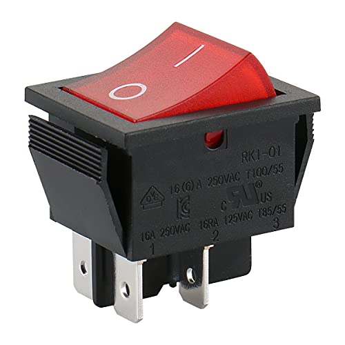 Baomain Red Light DPST ONOff Snap in Boat Rocker Switch 4 Pin 16A250V UL TUV List 1 Pack