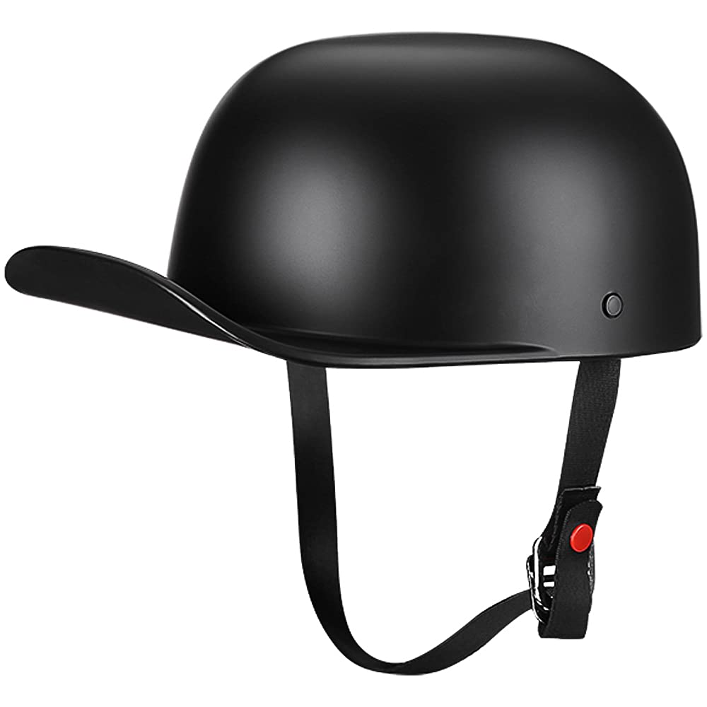 Yesmotor Baseball Motorcycle Helmet Half Cap For Bike Cruiser Chopper Moped Scooter- Dot Approved (Matte Black, L)