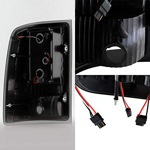 Akkon - For 07-14 Gmc Sierra 1500 2500 3500Hd Pickup Black Bezel Smoked Lens C-Shape Led Tail Brake Light