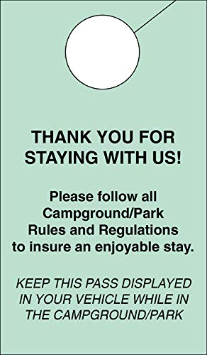 Visitor Pass Parking Permit Rearview Mirror Hang Tag For Campgrounds R ...