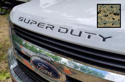 Decal Mods (2017-2022) Hood Grille Decal Sticker (Thin) Letter Inserts Inlays for Ford F250 F350 F450 Super Duty (Marpat Woodlan