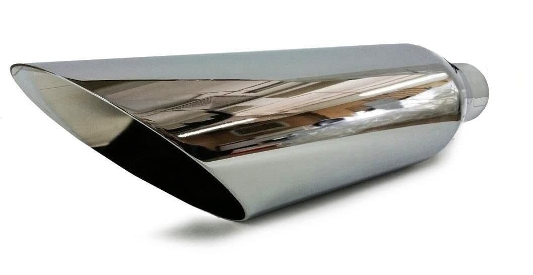 Angle Cut Stainless Steel Exhaust Tip 2.5'' Inlet 5'' Outlet 17''