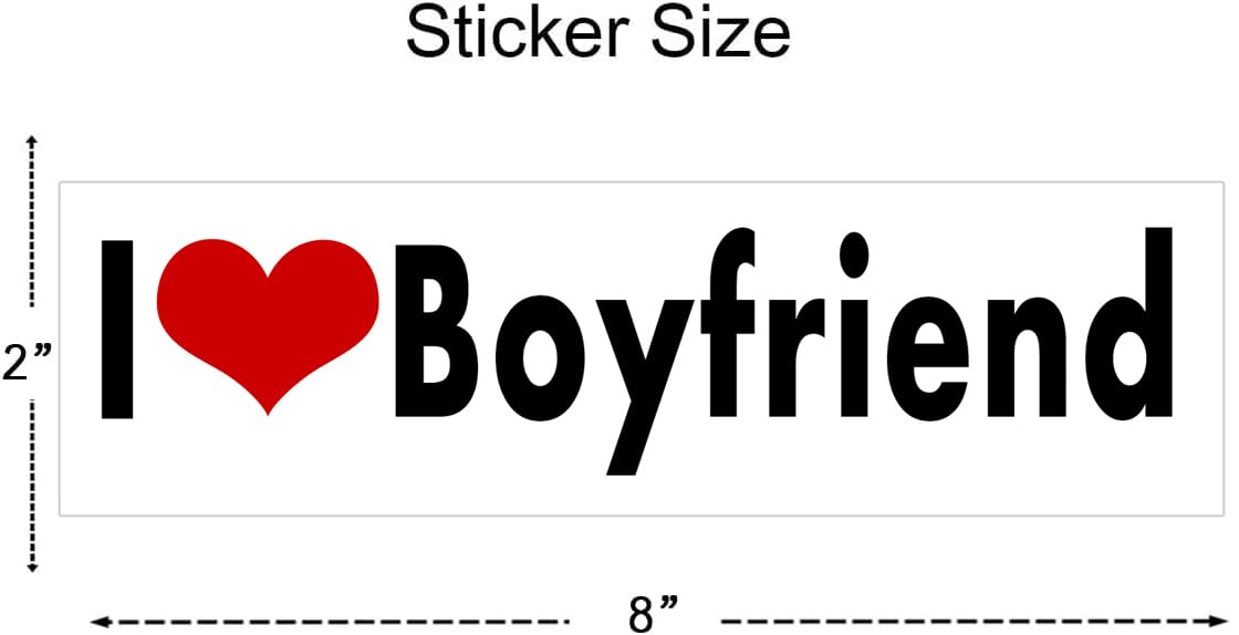 Witnystore 8'' Long I Love My Boyfriend Black Letters And Red Heart On White Background Relationship Status Boy Friend Vinyl D
