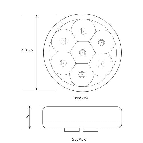 Grand General 76580 Amber 2-1/2'' Low Profile Pearl 7-LED Sealed Marker/Clearance Light