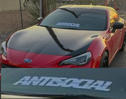 Antisocial Car Sticker Decal, Anti Social Sticker For Car, Truck, Windshield Banner Sticker 20 X 4 Inches