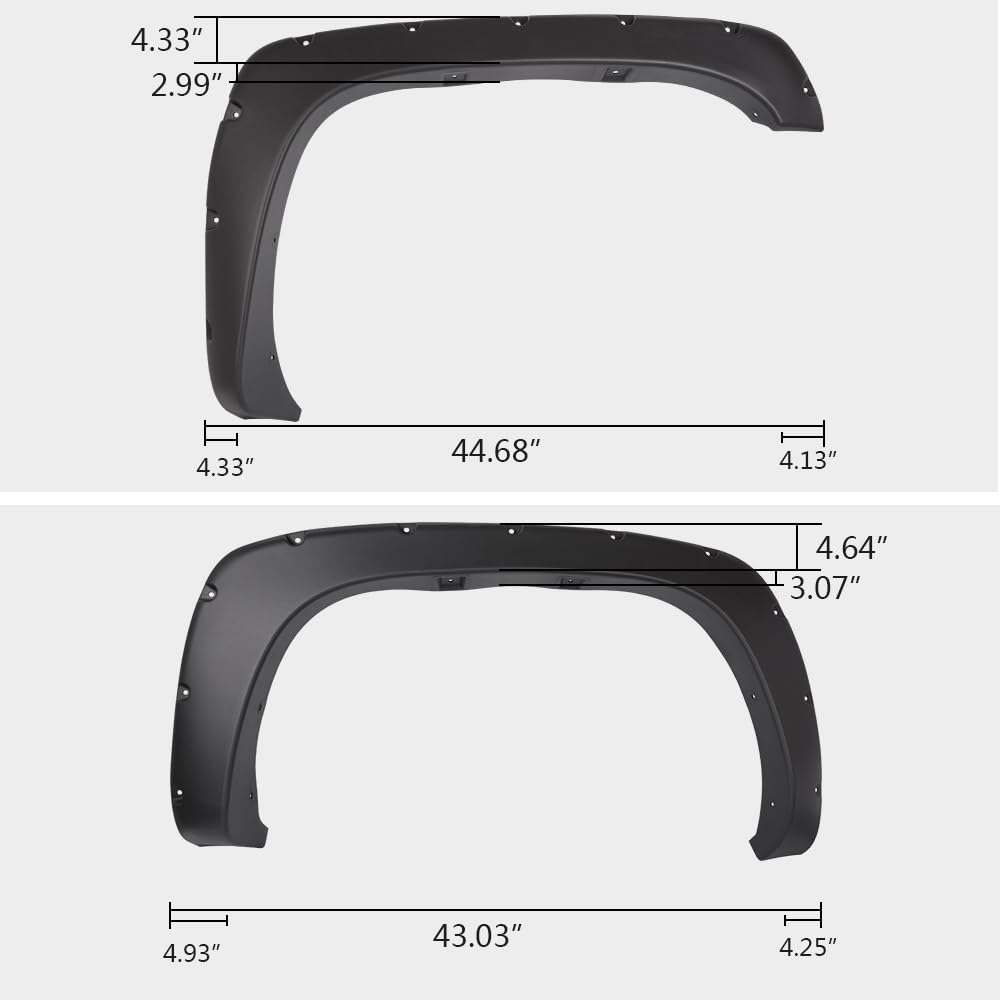 PIT66 Pocket Rivet Upgrade Fender Flares, Compatible with 1999-2006 Chevy Silverado/1999-2006 GMC Sierra, Wheel Tire Fenders Tex