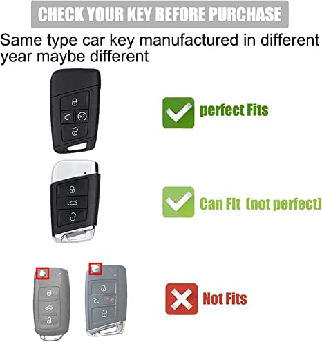 Gematay For Vw Volkswagen Key Fob Cover With Keychain, Key Shell Cover Holder For Volkswagen Tiguan Atlas Jetta Passat Golf Alltrack Smart Remote Control, Green