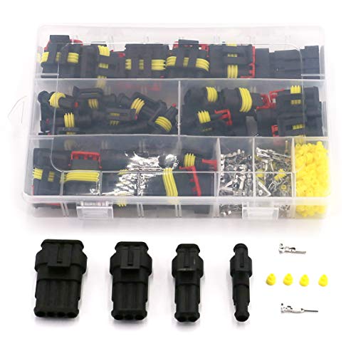 Utsauto 352Pcs Waterproof Car Motorcycle Auto Electrical Wire Connector Plug Kit Terminal Assortment 1 2 3 4 Pin Way