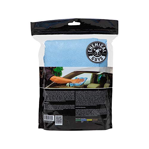 Chemical Guys Micblue03 Workhorse Professional Microfiber Towel, Blue (Safe For Car Wash, Home Cleaning & Pet Drying Cloths) 16'