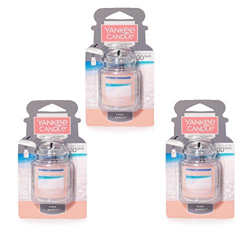 Yankee Candles 3 x Pink Sands car jar Ultimate Air Freshener, Festive Scent