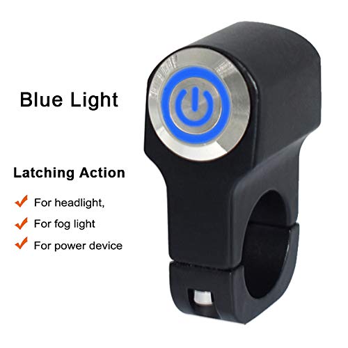 22Mm 7/8' On-Off Motorcycle Switches Handlebar Mount Healight Fog Light Switch With Blue Indicator Light 12V