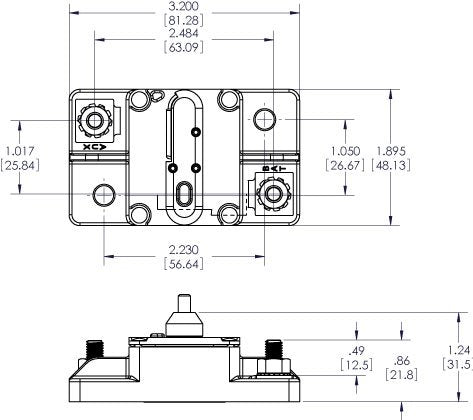 Blue Sea Systems 7183 285-Series Circuit Breaker, Surface Mount, Surface Mount, 50A