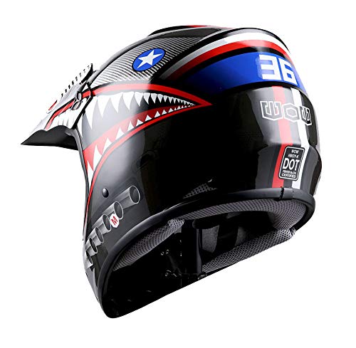 Wow Youth Kids Motocross Bmx Mx Atv Dirt Bike Moutain Helmet Shark Black