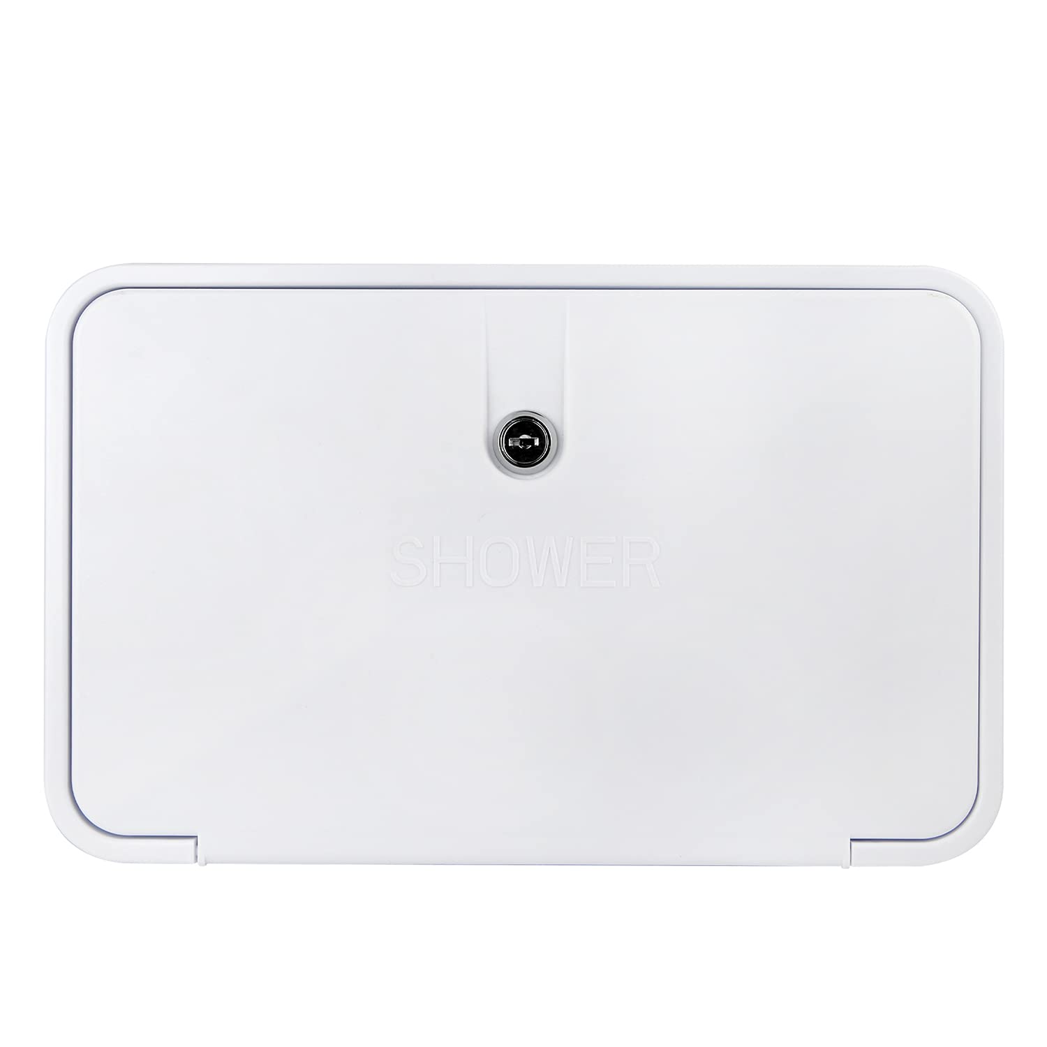 OYMOV White RV Exterior Shower Box Kit with Lock - Non-Metallic Accessories for RVs, Fifth Wheels, Motorhomes, Travel Trailers, Campers