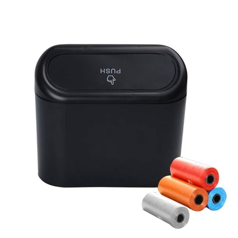 Mann MartLeakproof Car Trash Can with Lid & Bags: Mini Car Garbage Bin for Organized & Clean Driving