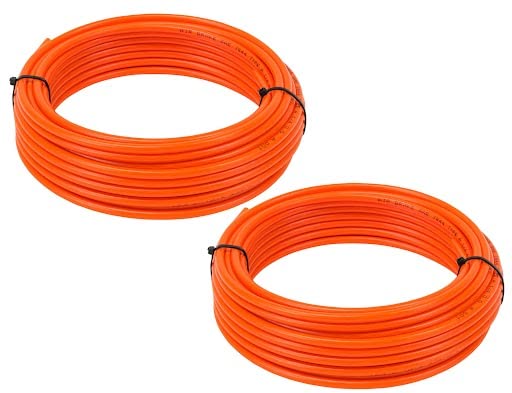 Mytee Products (2 Pack) 3/8'' OD x 100' Orange SAE J844 Nylon Air Brake Tubing DOT Approved | Pneumatic Nylon Air Line Hose for 