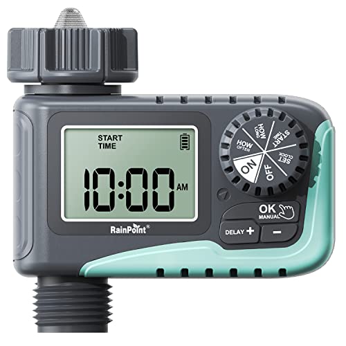 RAINPOINT Sprinkler Timer Water Timer Programmable Garden Outdoor Hose Feature Timer with Rain Delay/Manual/Automatic Watering System Waterproof Digital Irrigation Timer System for Lawns Pool 1 Outlet-new