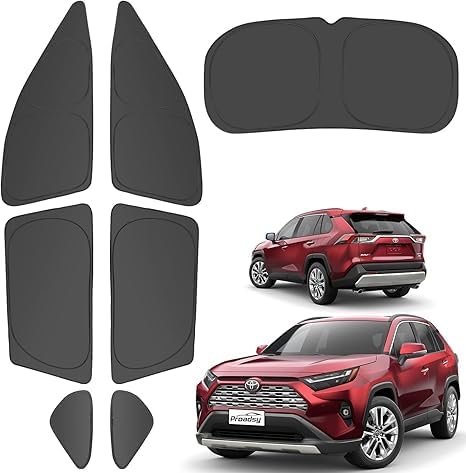 Proadsy 2025 Upgrade Window Shades For Rav4 2019-2024 2025 Side Windows Rear Windshield Triangular Window Sunshade For Baby/Camping Sun Uv Rays And Privacy Protection Set Of 7