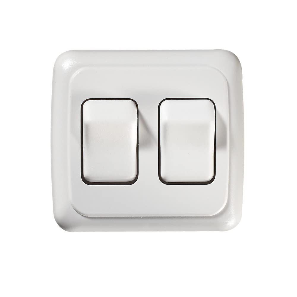 RV Designer S533 Contoured DC Wall Switch On/Off - Double, White
