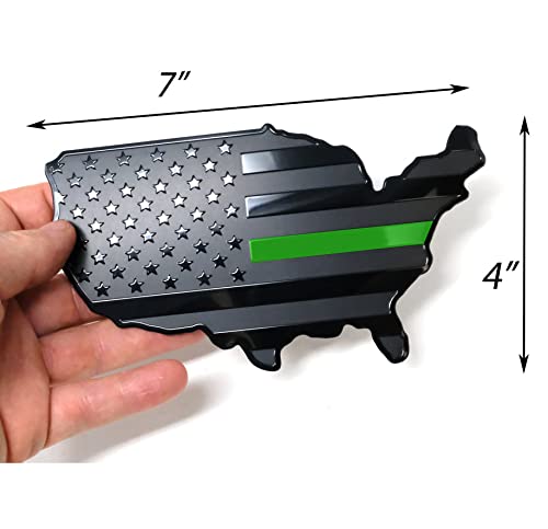 Mull Usa Black Flag Map Auto Emblem For Cars Trucks (Green Line, 7"X4")