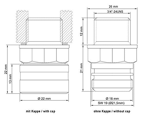 Stahlbus Oil Drain Valve Plug 3/4 Inches-24Unsx12Mm Steel - Clean, Easy, No Tool Oil Change - Includes Oil Drain Plug, Washer, C