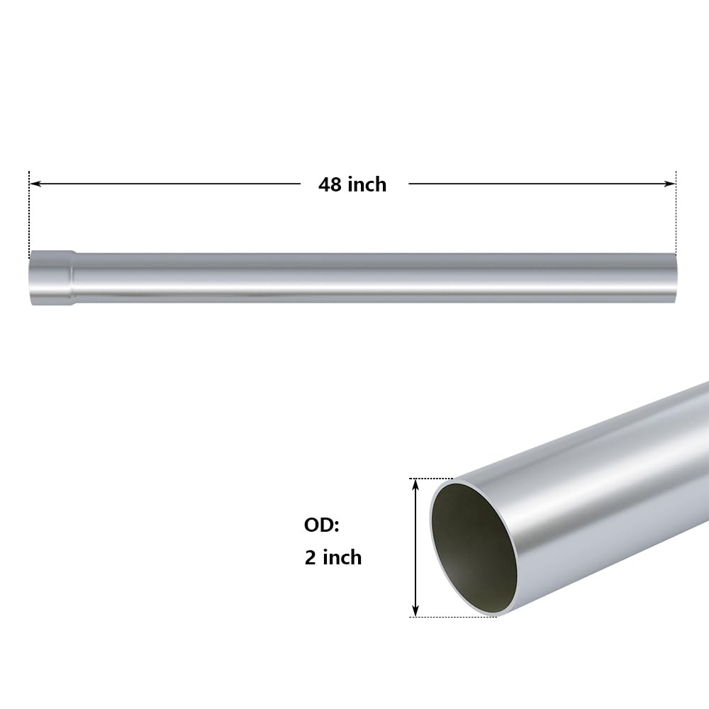 A-KARCK Straight Exhaust Pipe 2'' OD, Stainless Steel 48'' Long Mandrel Exhaust Tube, Custom Your Own Exhaust System