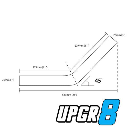 Upgr8 Universal Outside Diameter Polished Aluminum Pipe (3.0(76Mm), 45 Degree)