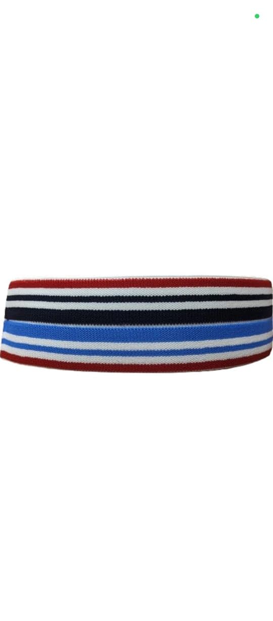 Striped Teka Headrest and Car Seat Cover Set, White Red Blue Navy Pattern, 5Piece