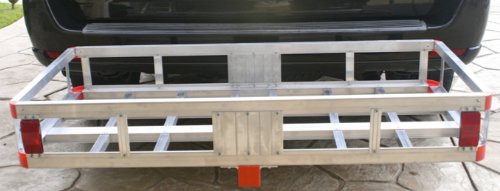 MaxxHaul 70108 Aluminum Cargo Carrier With High Side Rails- Trailer Hitch Mount For RV's, Trucks, SUV's, Vans, Cars With 2' Hitch Receiver - 500-lb Load Capacity, Grey, 49' x 22.5'