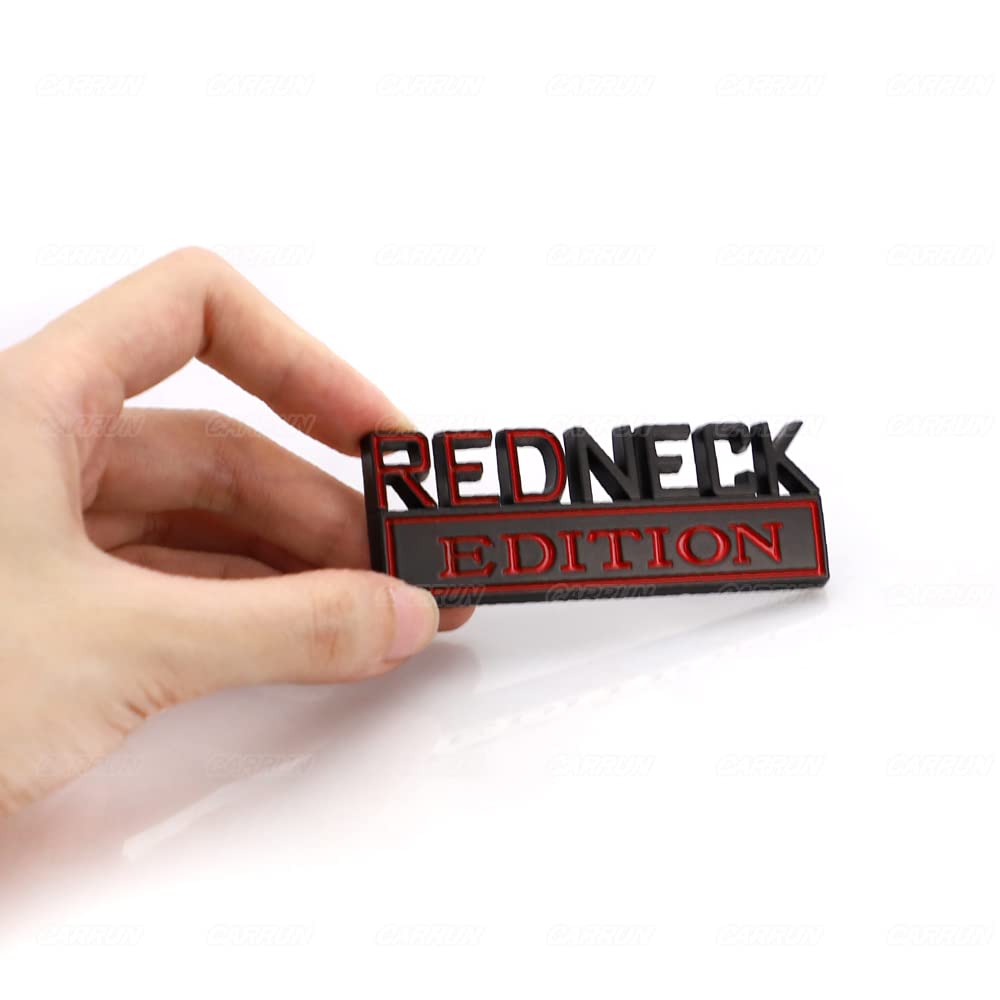 2 Pcs Redneck Edition Emblem Car Side Rear Front Hood Trunk Door Badge 3D Decal Sticker Fit For Car Truck Suv (Redneck, Black Re