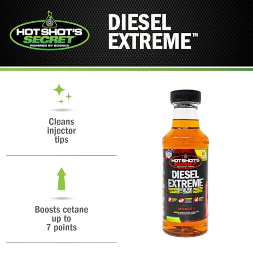 Hot Shot's Secret Diesel Extreme Clean & Boost, 16 fl. oz., Amber - High-Performance Diesel Fuel Additive for Enhanced Cleaning & Boosting