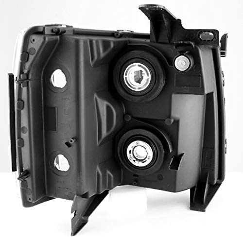 Akkon - For 2007-2013 Chevy Silverado Replacement Black Bezel Headlights Driver/Passenger Head Lamps Pair Replacement