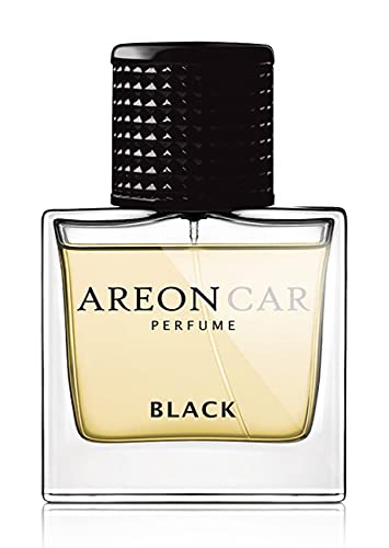 Areon Car Perfume 1.7 Fl Oz. (50Ml) Glass Bottle Cologne Air Freshener For Cars, Black